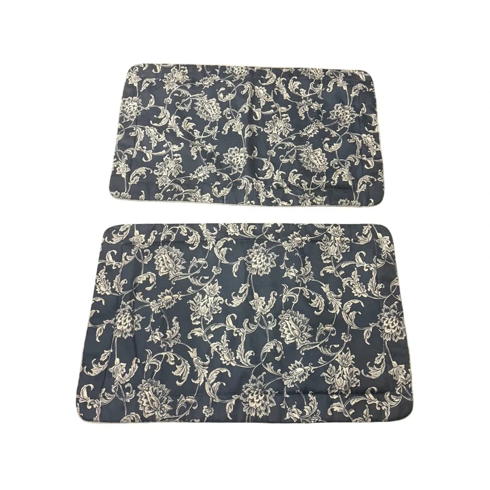 Croscill King Pillow Shams Throw Pillow Navy Gold Damask Set Hollywood Regency